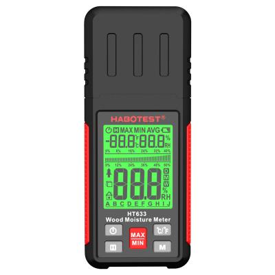 China HT633 Wood Moisture Meter Pin Type Digital Moisture Detector Ambient Temperature Humidity with LCD Backlight Display for sale