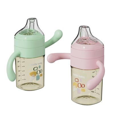 China BPA Bottle Weaning Nipple Free Fitting Learn To Drink Big 300ml Bottle 10oz Wide Neck PPSU Baby Bottle for sale