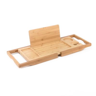 China Sustainable Adjustable Bamboo Wooden Tub Bath Trays Cart for sale