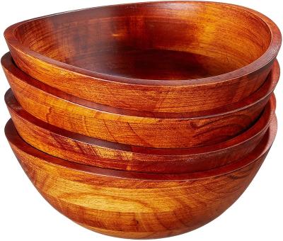 China Viable Plant Reusable 100% Natural Handmade Round Coconut Salad Bowl Bamboo Wooden Bowl for sale