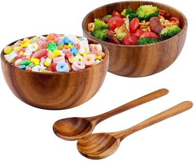 China Viable Plant Reusable 100% Natural Handmade Round Coconut Salad Bowl Bamboo Wooden Bowl for sale