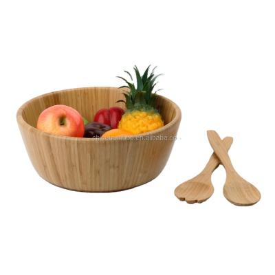 China Factory Wholesale Disposable Reusable 100% Natural Handmade Round Salad Bamboo Wooden Bowl for sale