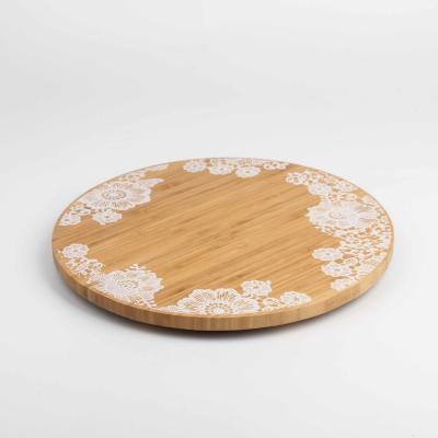 China Industrial Bamboo Wood Kitchen Rotating Lazy Susan Turntable Display Trays Rotating Organizer for sale