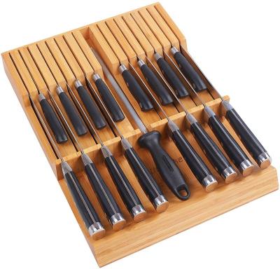 China 2022 Viable Kitchen Rack, Wooden Knife Block, Drawer Knife Magnetic Bamboo Knife Organizer for sale