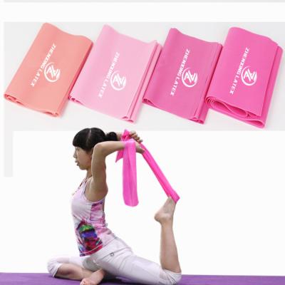 China Fitness Eco-Friendly Custom Latex Bodybuilding Band Free OEM 6 Feet Pilates Stretch Yoga Resistance Elastic Flat Roll Training Band for sale