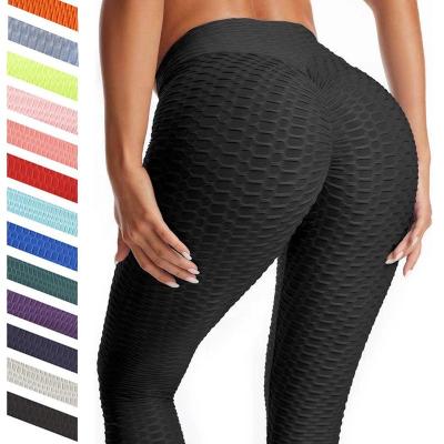 China Breathable Honeycomb Women High Waisted Workout Yoga Pants 2022 Butts Lifting Crack! crack! Anti Cellulite Booty Leggings Tummy Control Leggings for sale