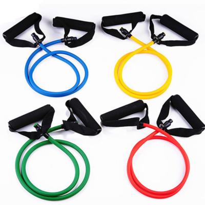 China simple 100% natural rubber resistance band exercises with foam grips for legs arms for sale