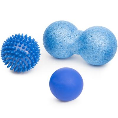 China Eco Friendly 3 Head Massage Balls Set Lacrosse Peanut Muscle Roller Massager Spike Ball for sale