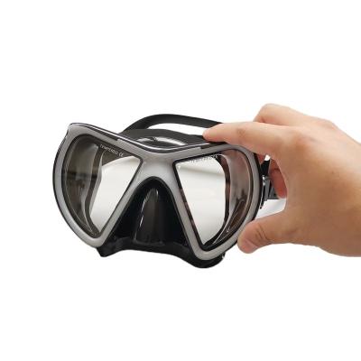 China MK-M24 Tempered Glass Silicone Adjustable Strap Low Volume Hard Liquid Mask For Diving for sale