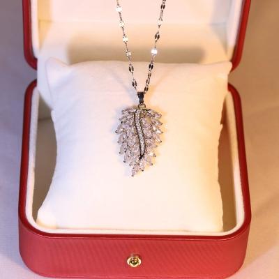 China China Leaves copper encrusted zircon pendant feather leaves clavicle chain love wings for sale