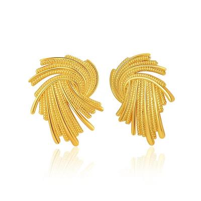 China TRENDY 18 karat gold niche geometric irregular swirl design twist studs Silver needle allergy resistant French vintage anomalous for sale