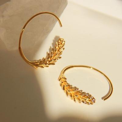 China TRENDY French light luxury brass geometric metal wheat ear hook retro temperament light luxury high quality earring accessories for sale