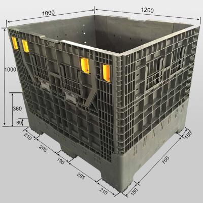 China Caja de plataforma plástica del plegamiento de Warehouse de la caja de plataforma del transporte plegable de encargo del tamaño en venta