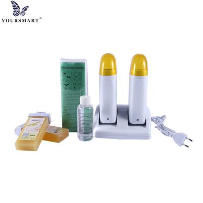 China New Efficient Bearing 2pcs Cartridge Electric Epilator DEEP CLEANING Dual Heater Waxing Machine Paper Hair Depilatory Removal for sale