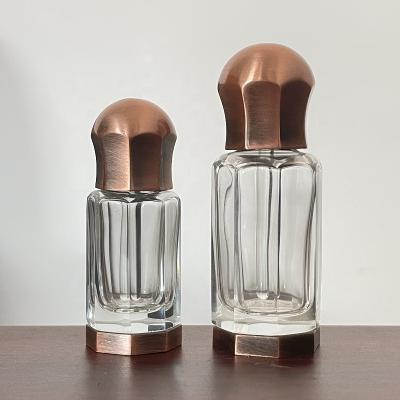 China Wholesale Personal Care Boming Essence Customize Engrave 3ml 6ml 12ml Copper Octangle Empty Essential Oil Bottles for sale