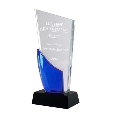 China Health Care Institute Best Achievement Award Trophy Award Optical Glass Plate BM-1011 for sale