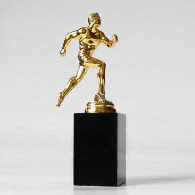 China Wholesale Health Care Institutes Athletics Sports Gold Man Running Metal Trophy Crystal Award for sale