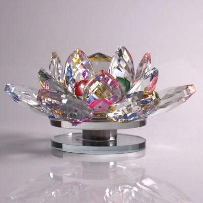 China China Boming Hot Sale Colorful Rotating Crystal Glass Lotus Flower For Wedding Car Decorations for sale