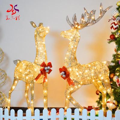 China Commercial Use Christmas Decoration Ornaments 30 40 50 Cm Gold Deer Elk Led Reindeer Life Size Christmas Tree Scene Light Room Room for sale