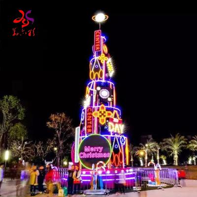 China Commercial Light Pattern Tree 20ft 30ft 40ft 50ft 60ft Tall Outdoor Christmas Use Lighting Christmas Tree For Mall Decoration for sale