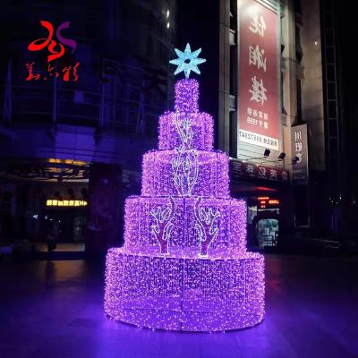 China Outdoor use 12ft 20ft 30ft 40ft 50ft commercial giant 60ft Christmas pattern light lighting tree for mall decoration for sale