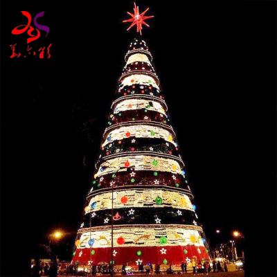 China Wholesale 50ft Outdoor Holiday Decoration 12ft 20ft 30ft 40ft Large LED Lighted PVC Christmas Tree Stand Decoration Artificial Christmas Tree for sale