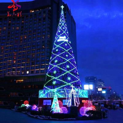 China Giant Artificial Holiday Decoration Commercial PVC Led 20ft 30ft 40ft 50ft Outdoor Large Giant Lighting Christmas Tree for sale