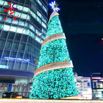 China Holiday Decoration 3D LED Lighting 20ft 30ft 40ft 50ft 60ft Giant Artificial PVC Christmas Tree Mall Outdoor Decoration for sale