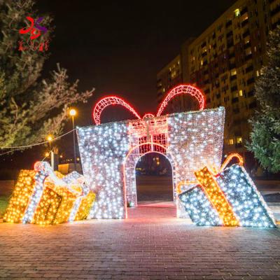 China Custom commercial garden outdoor project use outdoor Christmas ornament led decoration light pattern giant gift box for sale