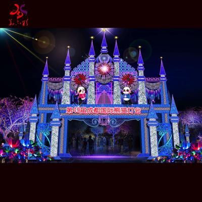 China Commercial Use Outdoor 3D Walk Through Xmas Street Arch Light Christmas Ornament Bauble For Commercial Street Holiday Light Display for sale