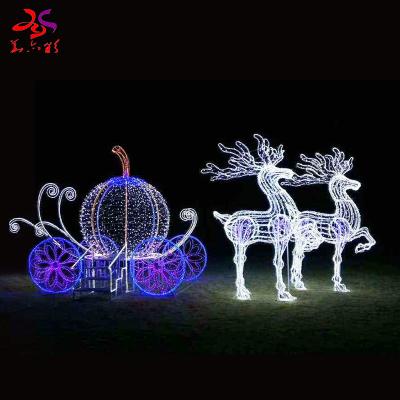 China Wholesale Commercial Use White 3D Animal Shaped Led Christmas Lights Outdoor Christmas Decorations Holiday Lighting Led Reindeer With Sleigh for sale