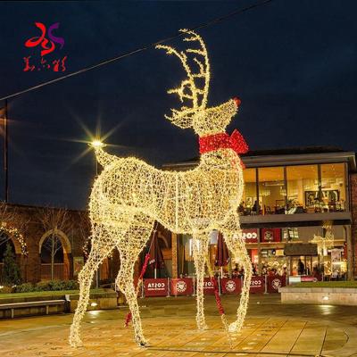 China Outdoor Use Commercial Christmas Decorative Led Light Giant Reindeer With Sleigh Led Christmas Reindeer Pattern Light for sale