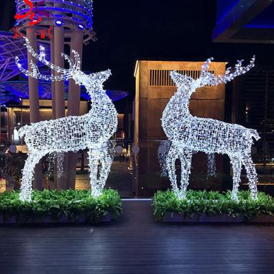 China Decorative Outdoor Holiday Use 3D Sleigh LED Decoration Commercial Outdoor Christmas Lighting Led Light Giant Reindeer Pattern Light for sale