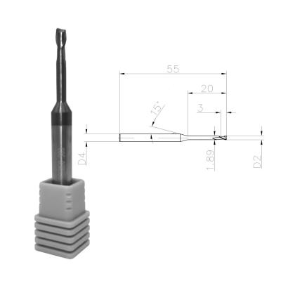 China 55HRC 2 estría el molino de extremo del carburo de tungsteno de 2m m para el metal en venta