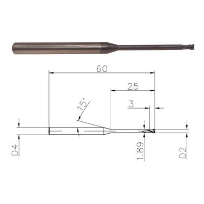 China carburo sólido Endmills de la flauta 55HRC 2 de 2m m para el acero inoxidable en venta