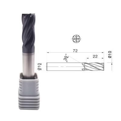 China 65HRC 4 Fluiten 30 Schroef Gecementeerd Carbide Endmill voor verharden Staal Te koop