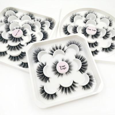 China Wholesale Volume Lashes False Eyelashes 3D Fluffy Natural Mink Strip 5D Lashes Pack 5 Pairs for sale