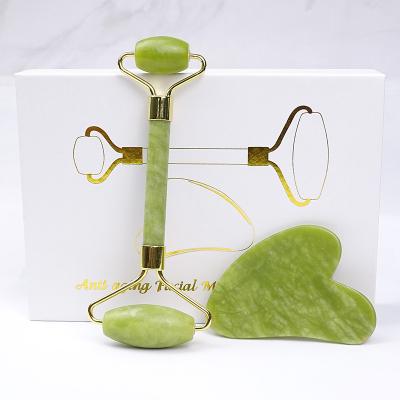 China Wholesale V-Face Face Lift Firming Beauty Xiuyu Natural Gemstone Jade Facial Massage Roller For Face for sale