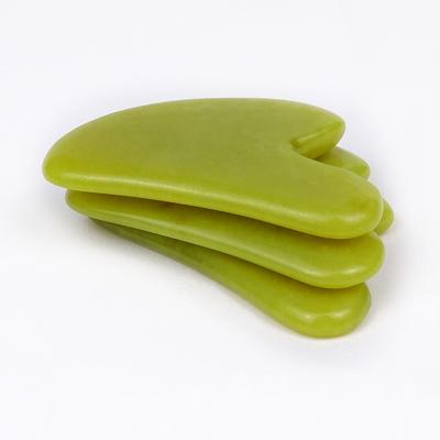 China Face Nephrite Heart Shape Natural Gua Sha Bian Stone Green Scraping Board Tool for sale