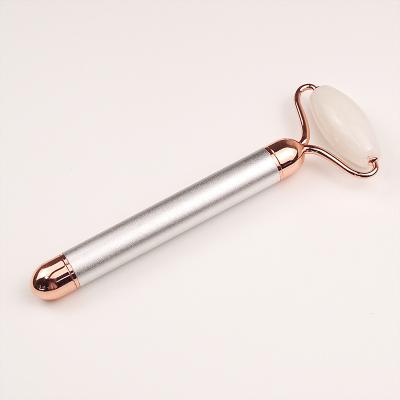 China Factory Price Electric Vibrating Massager Face Cleanser Gua Sha Jade Roller White for sale