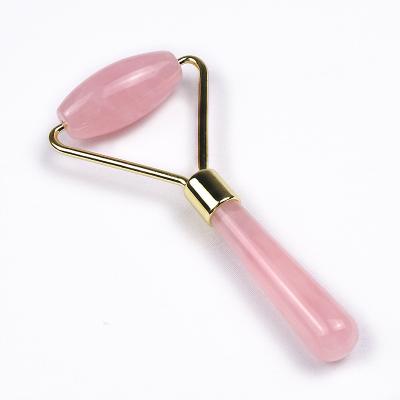 China Hot Selling Anti Aging Natural Jade Stone Rose Quartz Jade Facial Roller Face Lift Skin Care Tool Massager for sale