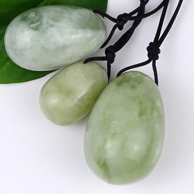 China Europe natural gemstone Xiuyu green quartz massage jade yoni egg set for women health for sale