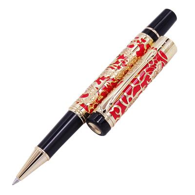 China Metal Luxurious Rollerball Pen Beautiful Dragon Texture Carving Ink Pens, Pen Gift Jinhao 5000 Luxury Vintage Red and Gold for Office Business for sale