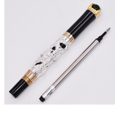 China Jinhao Smooth Dragon King Vintage Rollerball Pen, Embossing Jewelry Green Metal, Noble Silver Color Commercial School Supplies for sale