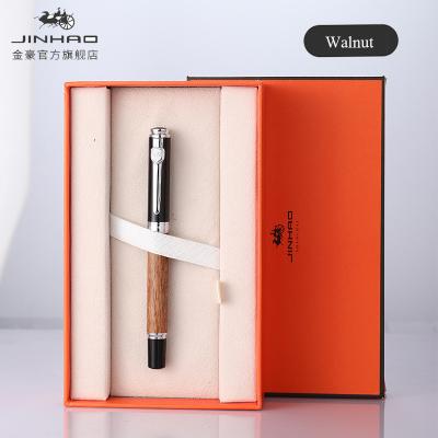 China Luxury Iridium Pen Peach Wood Fountain Pen Signature Writing Business Gift Box Jinhao 8802 for sale