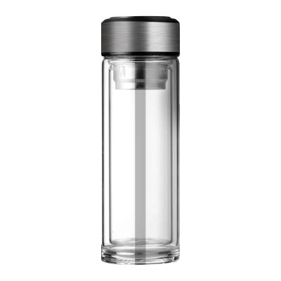 China Clear Life Cup Leakproof Reusable Reusable Double Wall Insulated Smart Glass Water Bottle With Reminder for sale