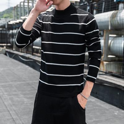 China Anti-wrinkle fashion sweater men design striped pattern knitting crew neck knitted sweater men's spring and autumn for sale