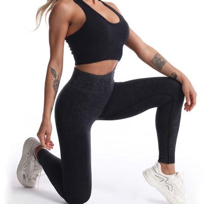 China Breathable Woman Crop Top Set High Quality Long Leggings Seamless Yoga Suit for sale