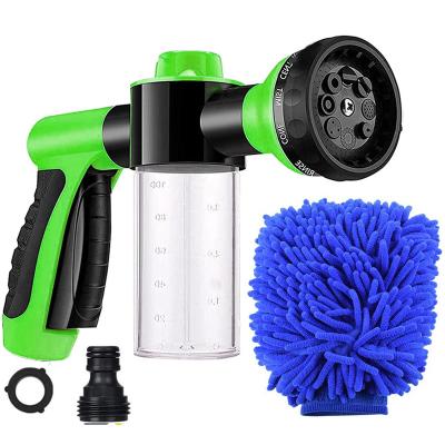 China Sale 8 Models Water Garden Gun Soft Foam Plastic Bottle Durable Portable Spray Nozzle Handle Garden Hose Spray Nozzle Set Goods Factory Supply for sale