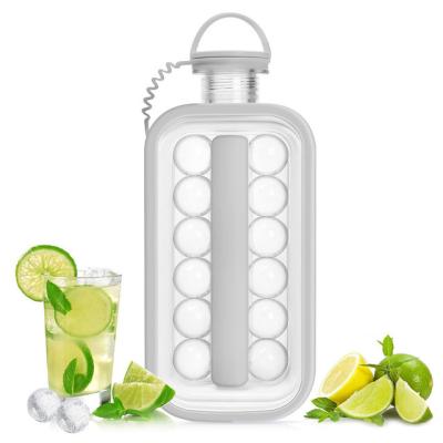 China New Hot Selling Portable Fashion Stocked 2 In 1 Round Kitchen Pop Ice Ball Maker Mold Ice Cube Tray With Lid And Bin for sale